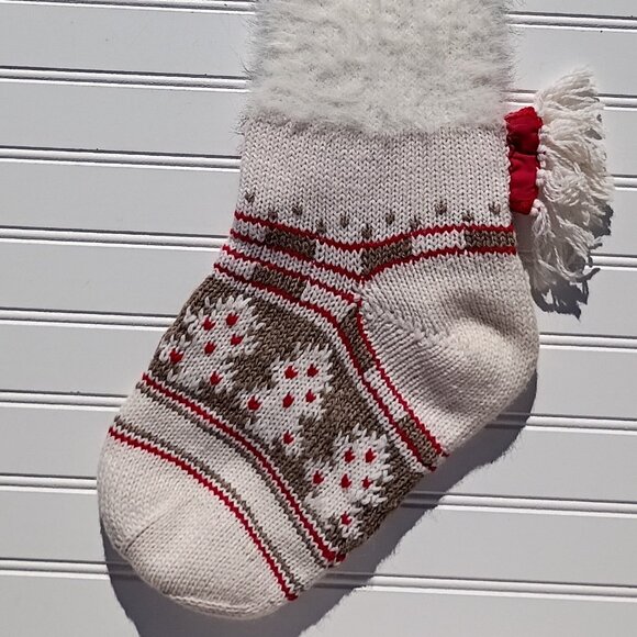 POTTERY BARN Christmas Stocking Classic Fair Isle Knitted Polar Bear Monogram - Picture 6 of 14